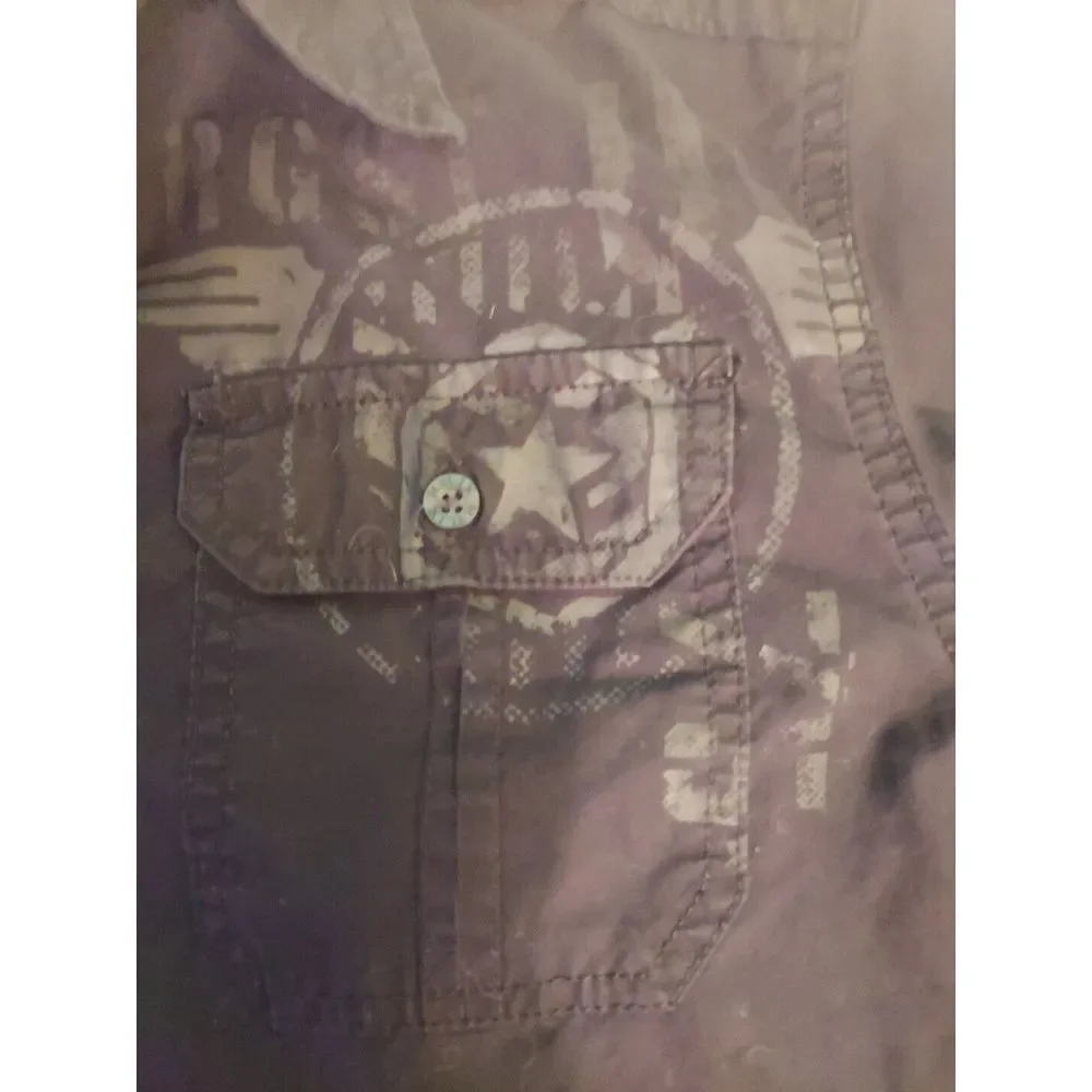 Helix Instinct Is A‎ Virtue  Black Button Down Shirt Goth Grunge Look XL